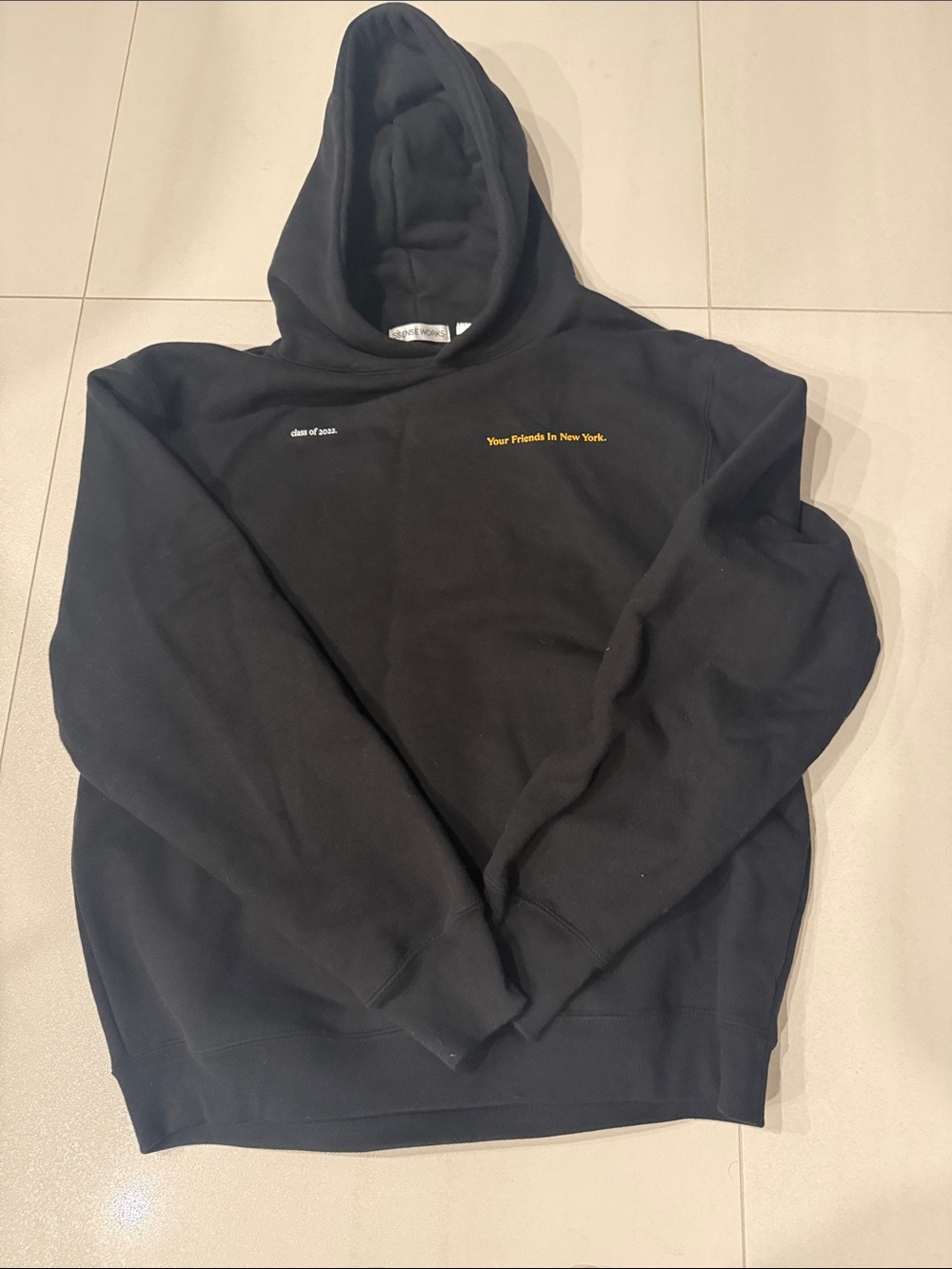 Pyer Moss Black Hoodie with Yellow Chest Text